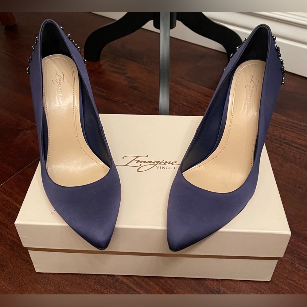 Brand New Vince Camuto Imagine Navy Satin Heels